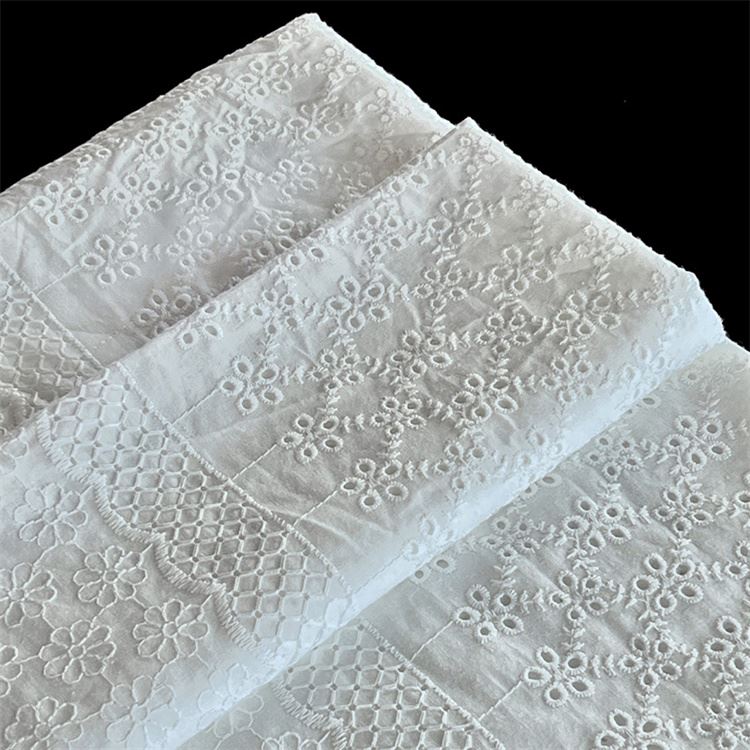 Plain White Cotton Eyelet Embroidery Fabric